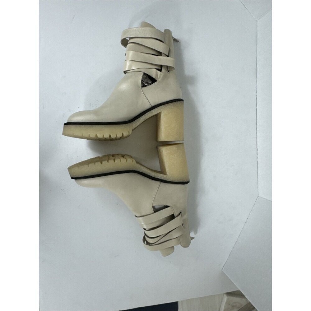 Free People Jesse Cut Out Boots Frost (Creme) 39/8.5 Leather New With Flaws Lug - Picture 12 of 16
